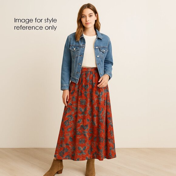 Never A Wallflower Yarrow Maxi Skirt L 100% Cotton Flowy Boho Floral Prairie - Picture 6 of 6